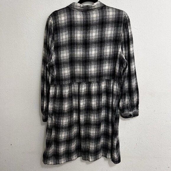 BeachLunchLounge Josepphine Smocked Babydoll Plaid Long Sleeve Dress Cotton XL - Picture 8 of 11